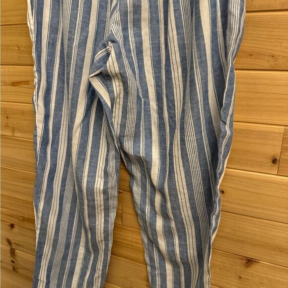 Maeve By Anthropologie Size 10 Linen Blend Vertical Striped Straight Leg Pants - Picture 12 of 12